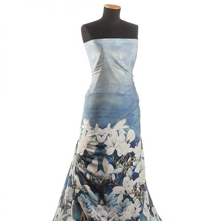 Krepdešín tisk vzor magnolie