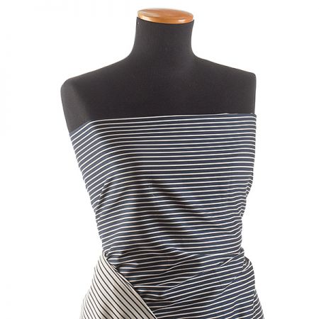 Bavlna pružná tisk proužky oboustranná