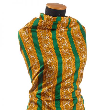 Bavlněná látka digitální tisk ornament/pruhy zelená