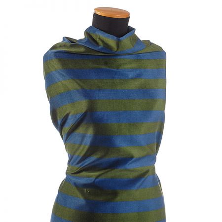 Bavlněný samet široké pruhy modrá/zelená