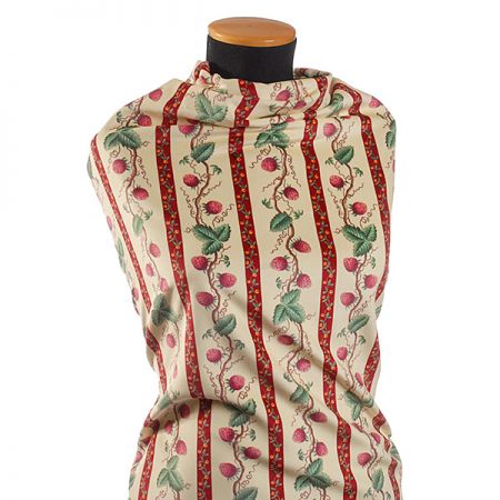 Bavlněný samet květinový motiv pruhy červený