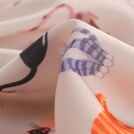 Letní jemná šatovka tisk kočky v barvách/krémová