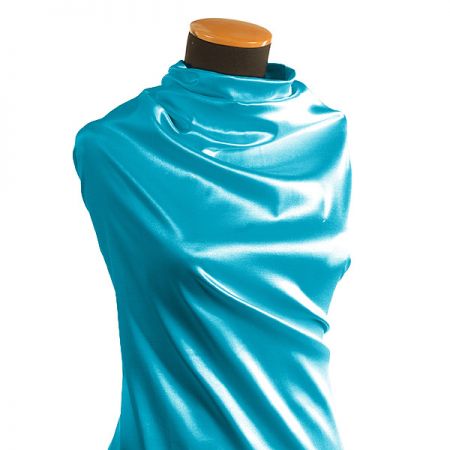 Pružný satén modrý