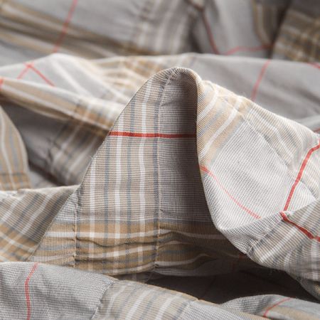 Bavlněný krep vzor kostka šedomodrá