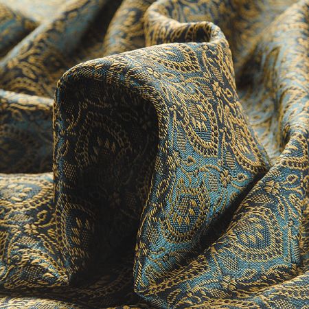 Hedvábný brokát šanžán zelenozlatý