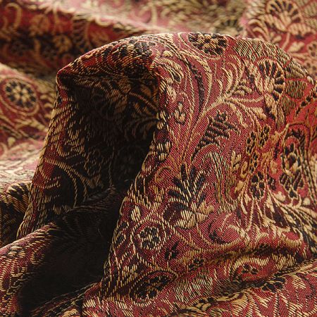 Hedvábný brokát šanžán vínový