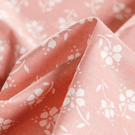 Bavlněná látka tisk motiv květin starorůžová