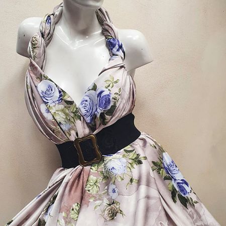 Imitace hedvábí pružný atlas růže starorůžová fialová