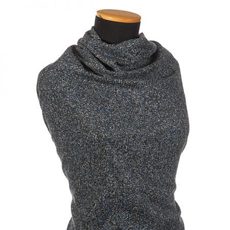 Vlněná tvídová kostýmová látka černomodrá