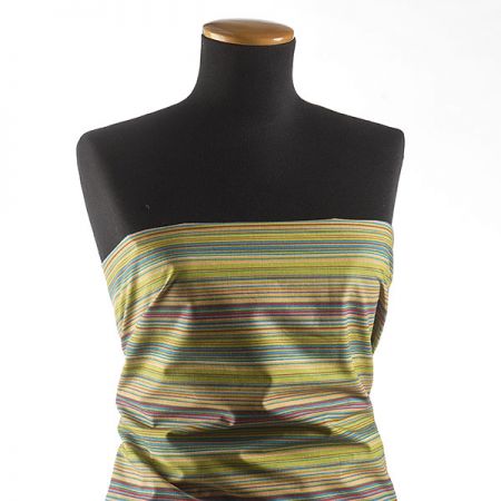 Bavlna pružná proužky zelenočervená