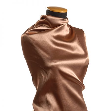 Satén taft pružný hnědý 