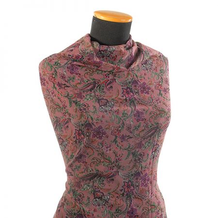 Žoržet paisley motiv starorůžový