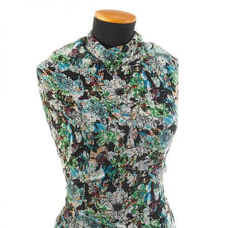 Žoržet romantický motiv květin zelený