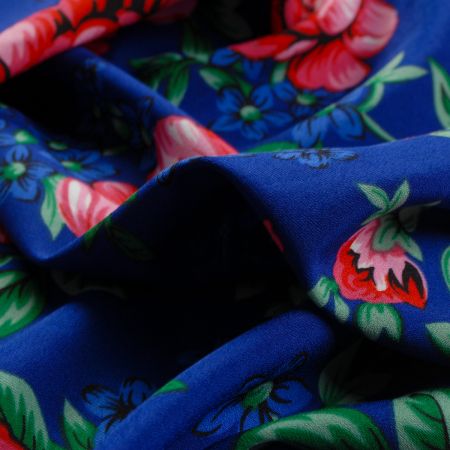 Žoržet mat Gipsy style bordura modrý