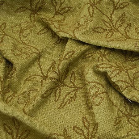 Buretové hedvábí vyšívané olivové