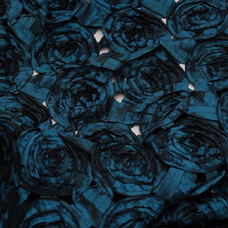 Efektní tkanina stužková aplikace růže tm.tyrkysová