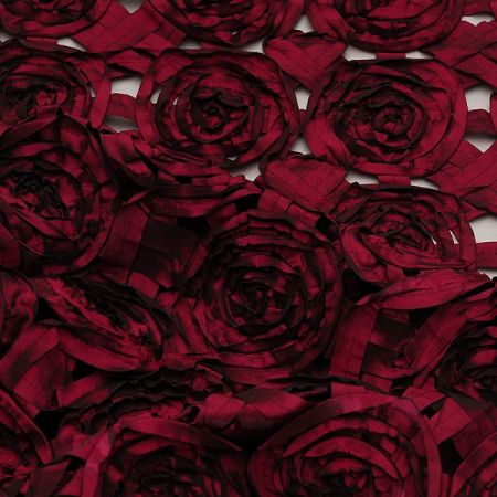 Efektní tkanina stužková aplikace růže cyklámová