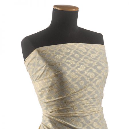 Etamín žakárový pasiley vzor písková žlutá