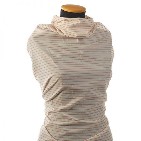 Bavlněný etamín vzor proužků růžový/slonová kost 