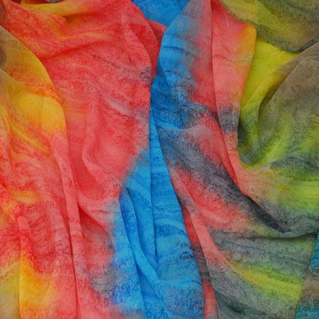 Batika kreš šifon mix barev hnědá/modrá/červená/žlutá