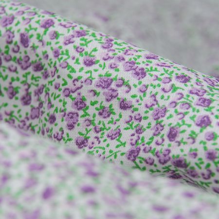 Bavlněná látka tisk drobné kytičky fialková