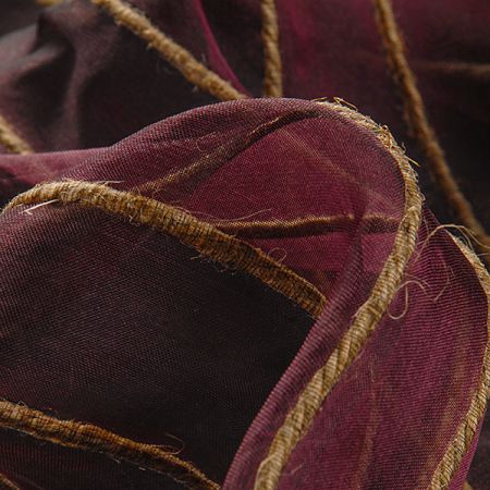 Organza hedvábná jutové proužky temně fialová