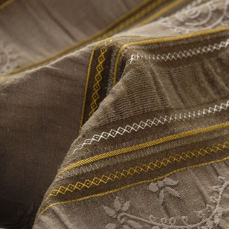 Žakárová pružná látka khaki zelená