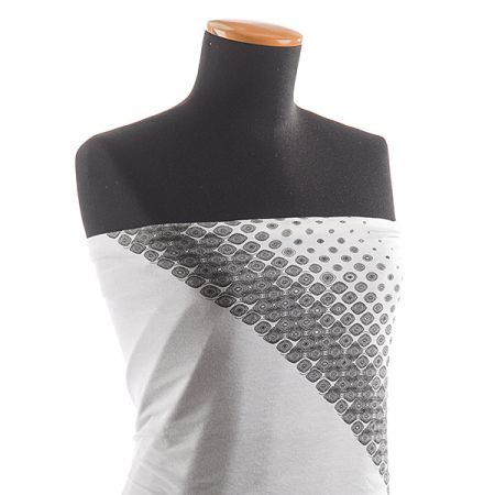 Pletenina úplet geometrický vzor slonová kost 