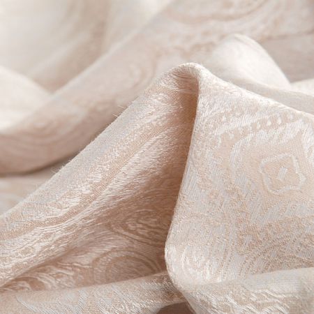 Žakárová látka vzor ornament béžová smetanová