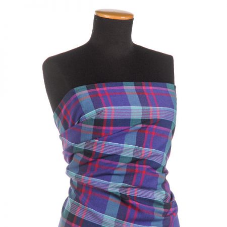 Vlněná košilová látka kostka fialovozelená