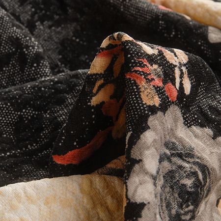 Pletenina plastický vzor tisk krajka květy 3 kupóny za cenu 2 kupónů