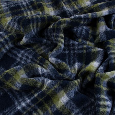 Efektní vlněná látka geometrický motiv zelená