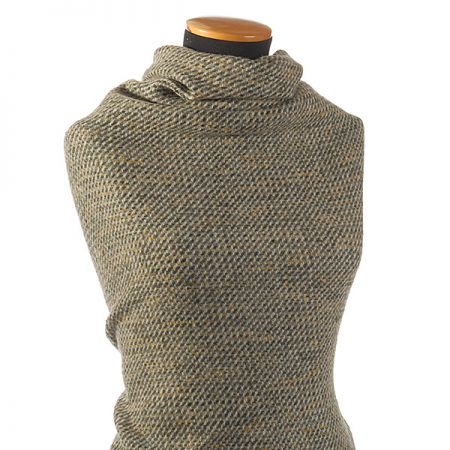 Tvídová žakárová látka olivová/béžová 