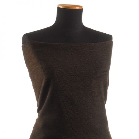 Vlněná látka vzor rybí kost černá hnědá