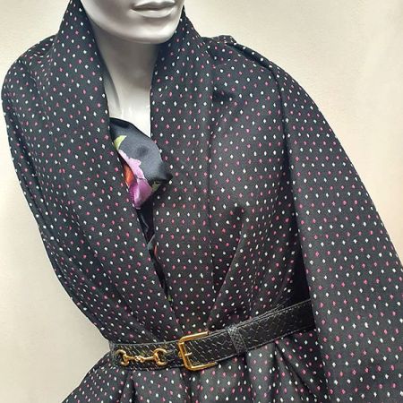 Vlna směs žakár drobný vzor černá