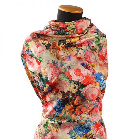 Žakárová látka digitální tisk růže