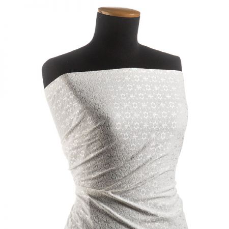 Brokát pružný květinový vzor slonová kost