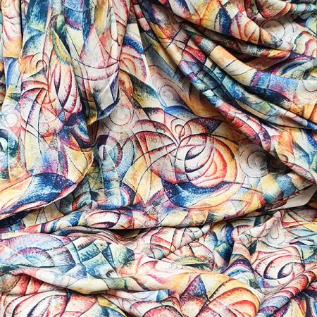 Viskozová šatová látka abstraktní motiv obraz