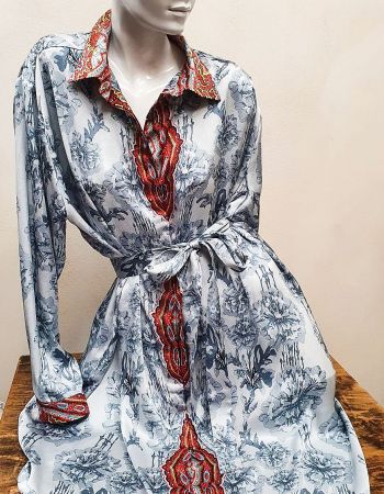 Imitace hedvábí krajkový květinový vzor šedý