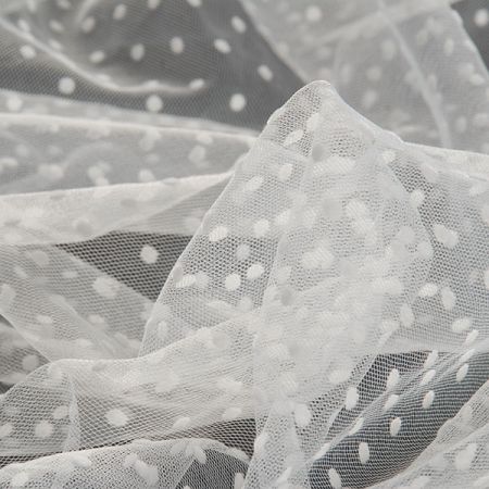 Tyl šatový sametový flock slonová kost