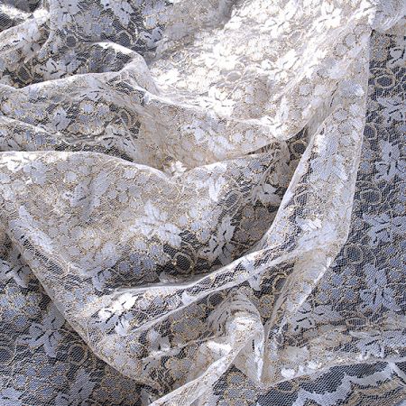 Krajka vzor hrozny bílá/zlatá barva