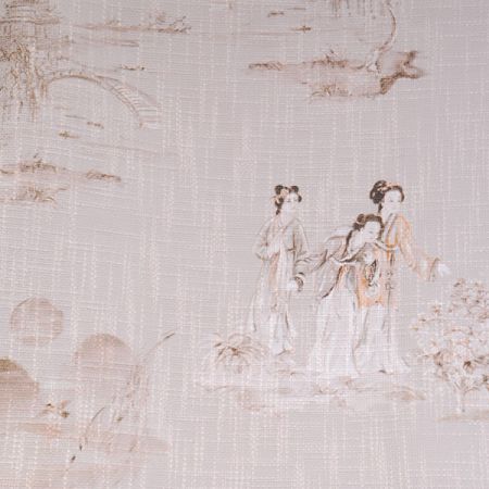 Látka originální tisk "Japonerie" imitace buretu