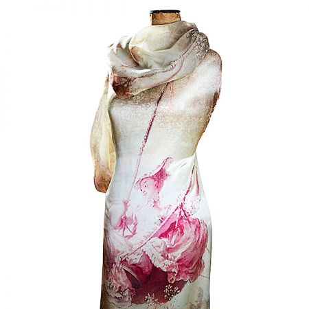 Látka originální tisk styl "Baroko" satén hedvábí