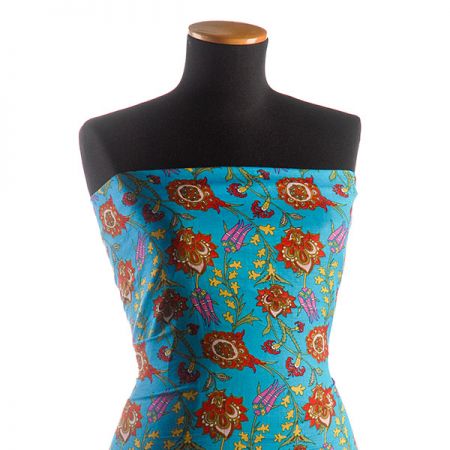 Bavlna etamín květy světle modrá