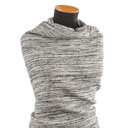 Kostýmová vlněná látka hladká černá/bílá