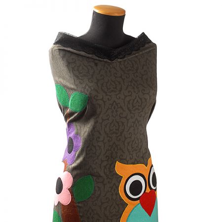 Kreativní textilní aplikace sova/strom