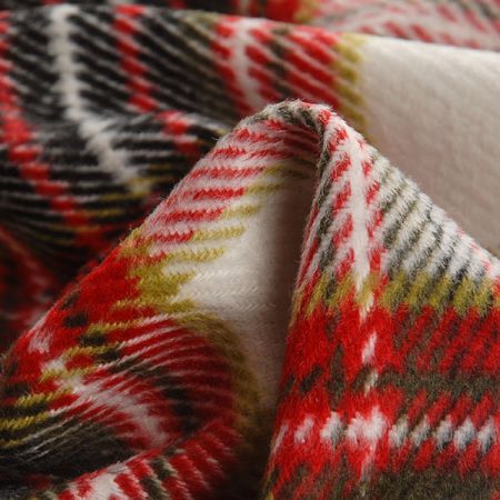 Kostýmová látka vlna směs s vlasem  tartan červená