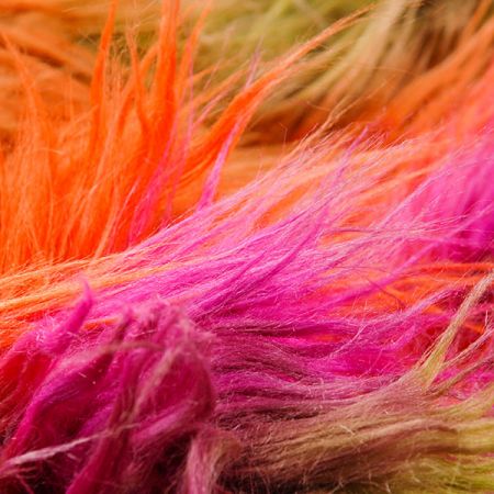 Imitace kožešiny dlouhý vlas oranžovorůžová