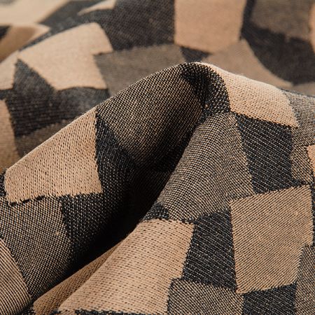 Riflovina pružná vzor kostek béžová/černá