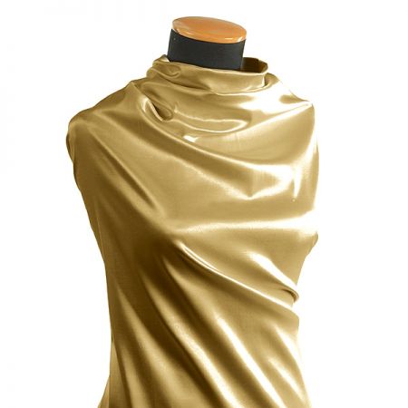 Pružný satén hladký zlatý 